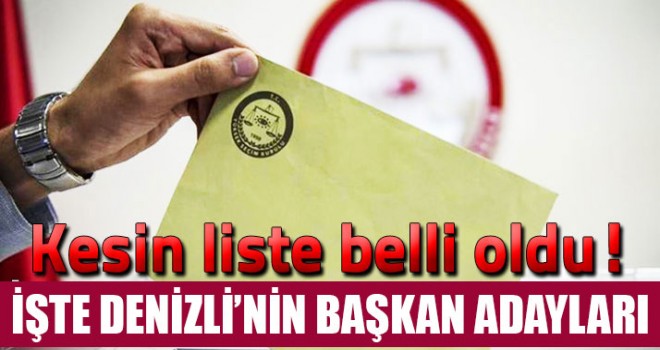 Denizli'de 2019 yerel seçimlerinde yarışacak siyasi partilerin kesin aday listeleri açıklandı
