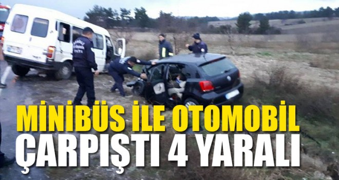 Minibüs İle Otomobil Çarpıştı 5 Yaralı