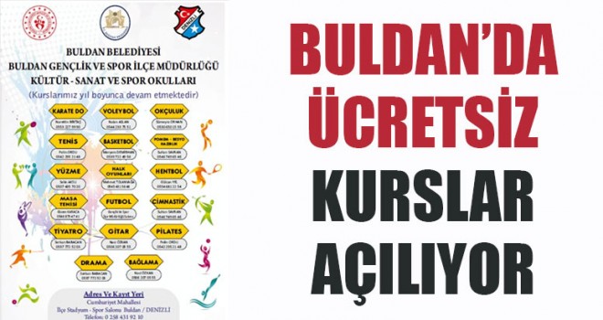 Buldan’da Ücretsiz Kurslar Açılıyor