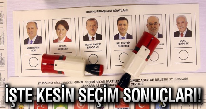 YSK kesin seçim sonuçlarını açıkladı