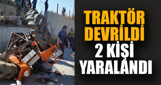 Traktör Devrildi, 2 kişi yaralandı