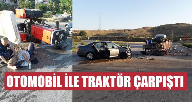 Otomobil İle Traktör Çarpıştı