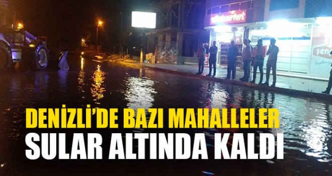 Çivril ilçesinde sağanak yağış sel baskını