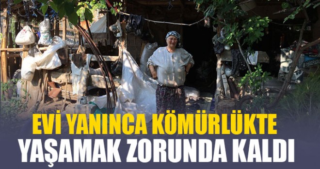 Acıpayam'da Evi yanan Fatma Dağ kömürlükte yaşıyor