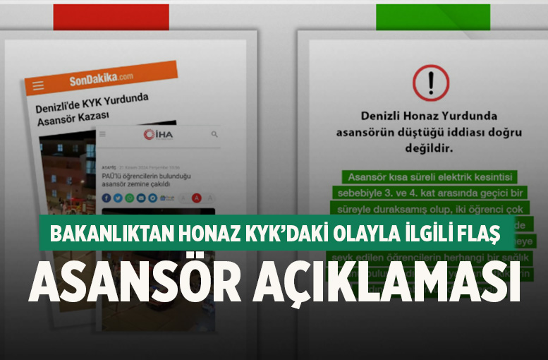 Bakanlıktan Honaz Öğrenci Yurdu Asansör Arızasıyla İlgili Açıklama