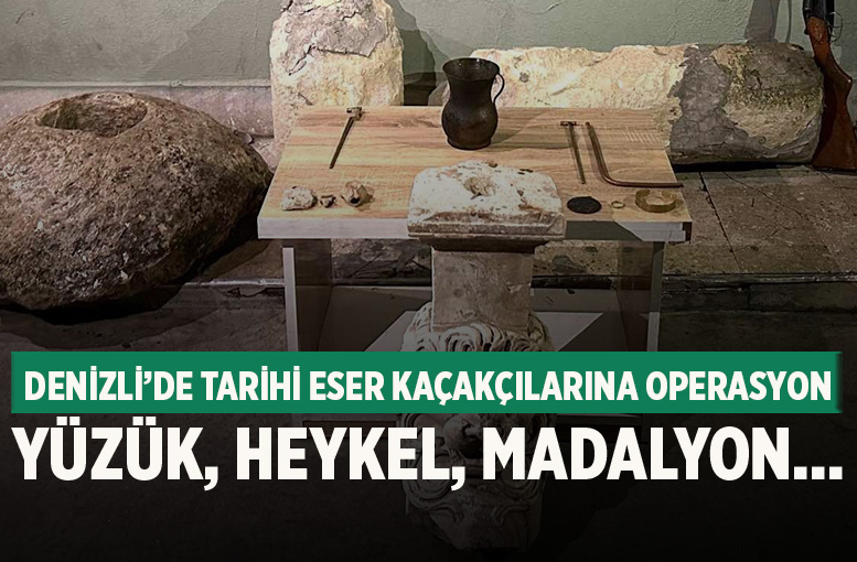 Denizli'de operasyonda Bizans ve Roma dönemine ait çok sayıda tarihi eser ele geçirildi